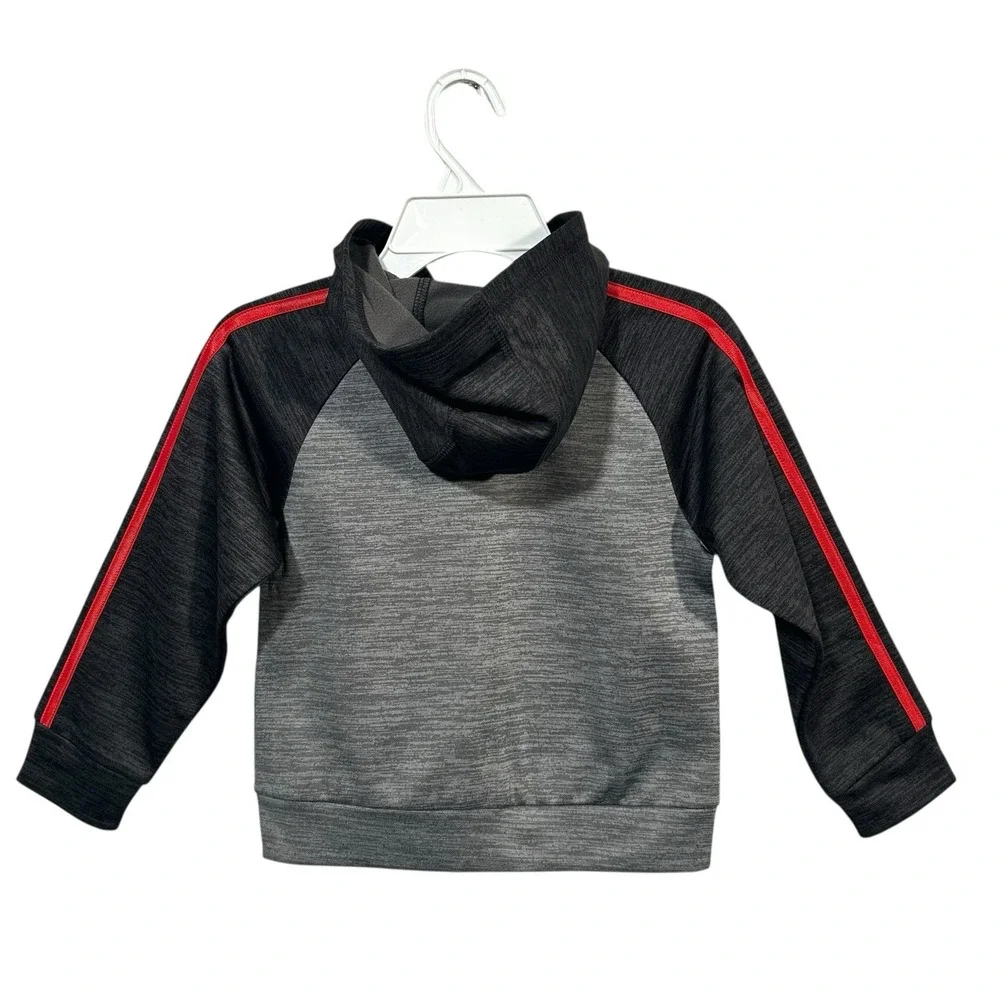 Adidas Toddler Boys Fleece‎ Track Hooded Jacket & Pants Set Size 4T Gray Red